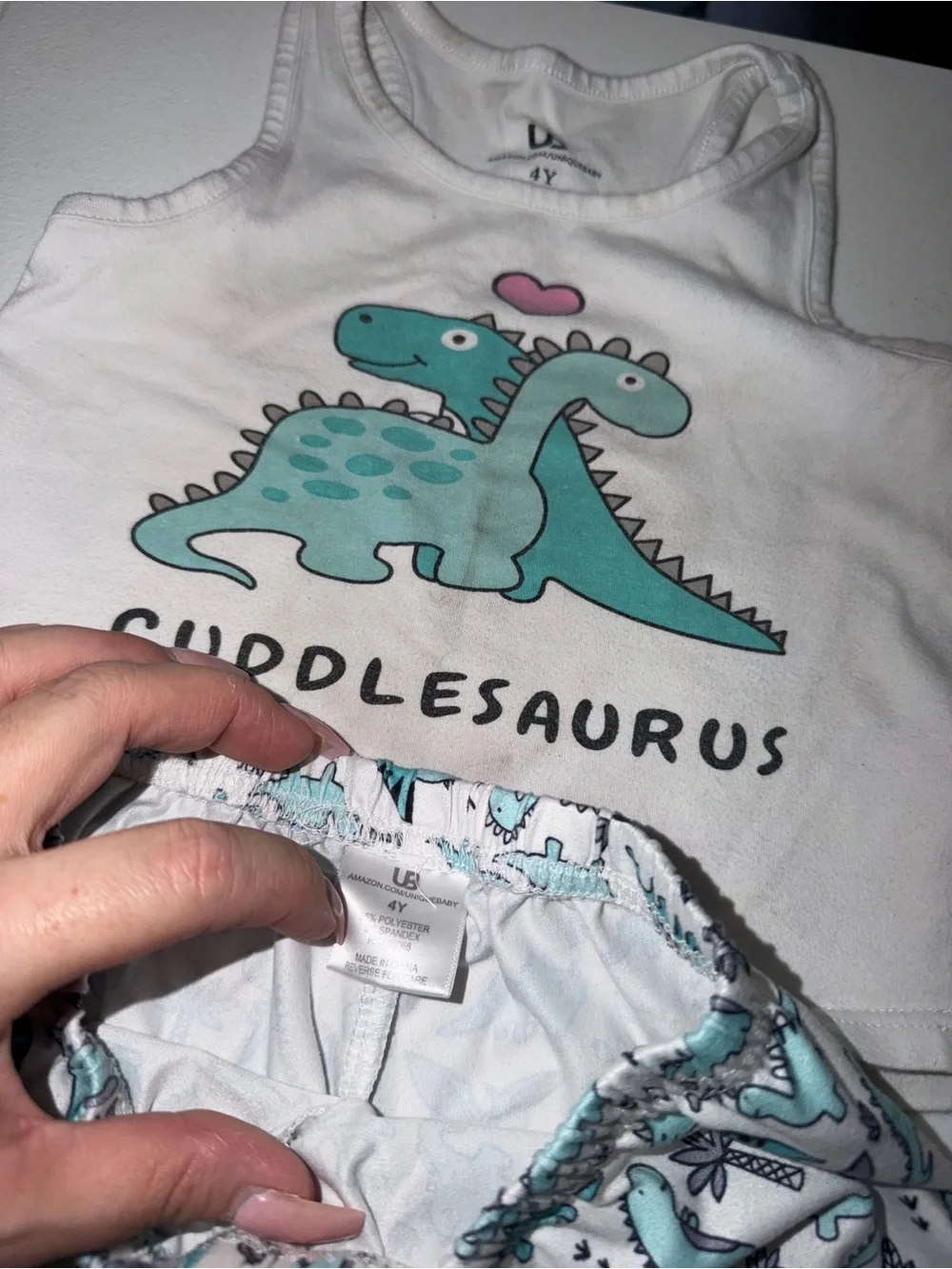 Blue and white dinosaur pajama set size 4Y/T-0040